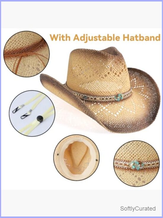 Cowboy Hat Wide Brim Straw Western Hat Shapeable for Women Men main image 4